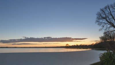 outdoors,sky,cloud,water,tree,blue sky,no humans,grass,plant,nature,scenery,reflection,sunset,mountain,horizon,road,river,evening,landscape,lake,gradient sky,day,ocean,cloudy sky,sun,bare tree,shore,sunrise