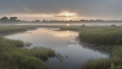 outdoors,sky,cloud,water,tree,no humans,night,moon,cloudy sky,grass,nature,scenery,forest,reflection,sunset,mountain,sun,horizon,river,landscape,lake,signature