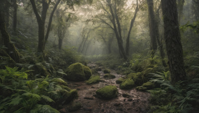 outdoors, day, tree, no humans, leaf, sunlight, grass, plant, nature, scenery, forest, rock, green theme, path