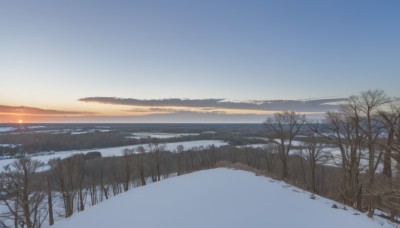 outdoors,sky,cloud,water,tree,blue sky,no humans,nature,scenery,snow,sunset,mountain,sun,horizon,winter,bare tree,evening,landscape,mountainous horizon,gradient sky,sunrise,day,ocean,forest,reflection,lake,shore