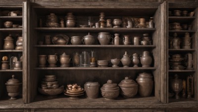 food,indoors,cup,no humans,bottle,scenery,plate,teacup,basket,teapot,shelf,food focus,jar,still life,bowl,shop