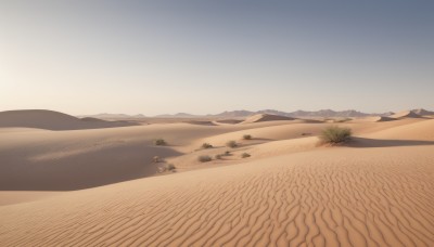 outdoors,sky,day,tree,blue sky,no humans,shadow,beach,grass,nature,scenery,sunset,mountain,sand,horizon,road,landscape,mountainous horizon,shore,desert,1girl,plant