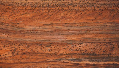 outdoors,sky,no humans,traditional media,scenery,sand,orange theme,desert,monochrome,from side,orange background,explosion,red theme