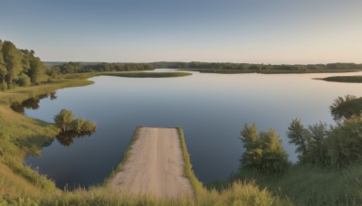 outdoors,sky,day,water,tree,blue sky,no humans,grass,nature,scenery,forest,reflection,mountain,horizon,river,landscape,lake,plant,road,bush,path