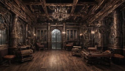 sky,indoors,book,dutch angle,no humans,window,night,chair,table,night sky,scenery,couch,wooden floor,stairs,bookshelf,light,lamp,candle,book stack,ceiling,carpet,candlestand,chandelier,fireplace,desk,fantasy,door,clock,stool,treasure chest,wooden chair