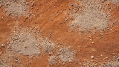 outdoors,water,no humans,traditional media,scenery,rock,debris,orange theme,monochrome,dutch angle,from above,sand,orange background,desert